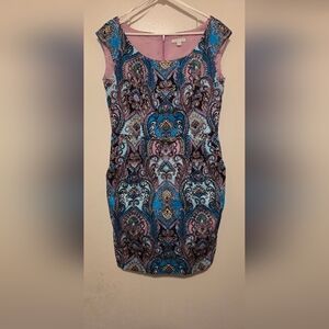 New York & Company Strapless Dress - Blue and Lavender Paisley